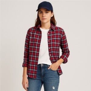 Brooks Brothers Flannel Plaid Button Down Shirt Top‎ Long Sleeves Casual Red 8